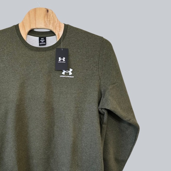 New Under Armour Mens Crew Neck Sweatshirt XXL Tall Olive Green Pullover - Picture 1 of 8